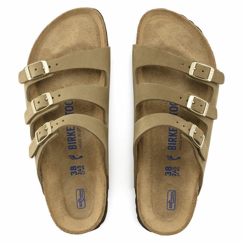 Birkenstock Fresh Soft Footbed Nubuck Læder Florida Dame Khaki | DK 456NWY